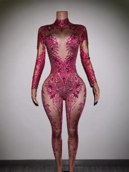 Sparkly Blue Rhinestones Jumpsuit Women One Piece Stretch Bodysuit Nightclub Party Outfit Singer Dance Performance Costume Putao
