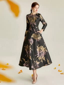 DEVCHATA Women's Casual Summer Jacquard Maxi Dress Boho Floral Party Evening Elegant Long A-Line Dress