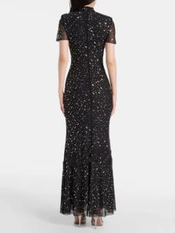 ZNS Fashion Prom Gown Black Short Sleeve Brithday Party Dresses Luxury 2025 Summer Skinny Hot Drilling Maxi Dress Women Clothes
