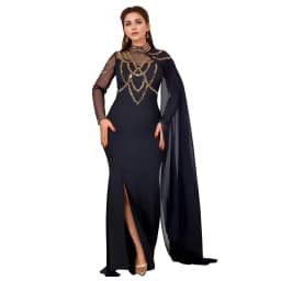 Fashionable and Elegant Women's Long Shawl Dress Middle Eastern Rhinestone Design Made Birthday Party Formal Gown Mermaid Dresse