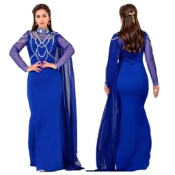 Fashionable and Elegant Women's Long Shawl Dress Middle Eastern Rhinestone Design Made Birthday Party Formal Gown Mermaid Dresse