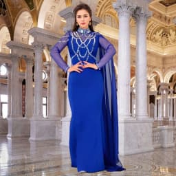 Fashionable and Elegant Women's Long Shawl Dress Middle Eastern Rhinestone Design Made Birthday Party Formal Gown Mermaid Dresse