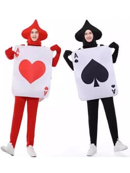 loween Adult Poker Costume Red 7 Spades Performance Funny Par King Queen Red Heart a ow Stage Costume Ladies Faion