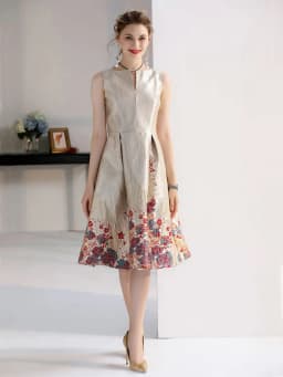 DEVCHATA Luxury Women Fashion High Quality Jacquard A Line Ball Gown Sleeveless Summer Casual Clothing Midi Femme Party Dressses