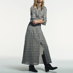 Elegant Vintage Plaid Long Sleeve Shirt Dress New Arrival Women's Fashion Spring Collection 18-25 Years Olds 2026 Spring