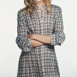 Elegant Vintage Plaid Long Sleeve Shirt Dress New Arrival Women's Fashion Spring Collection 18-25 Years Olds 2026 Spring