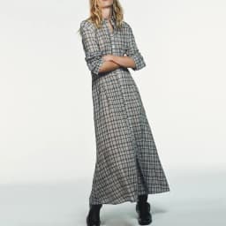 Elegant Vintage Plaid Long Sleeve Shirt Dress New Arrival Women's Fashion Spring Collection 18-25 Years Olds 2026 Spring