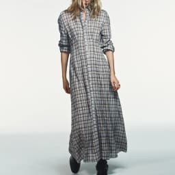 Elegant Vintage Plaid Long Sleeve Shirt Dress New Arrival Women's Fashion Spring Collection 18-25 Years Olds 2026 Spring