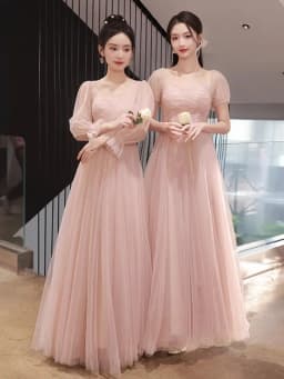 Pink Maidservant Dress Women's New 2025 Summer Fairy Tale Sister Group Gown Skirt High Quality Small Size Casual Wear