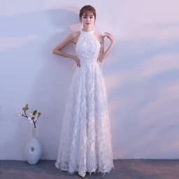 Elegant White Feather Evening Dress Hanging Neckline Engagement Birthday Adult Ceremony Ultra Fairy High End Long Skirt