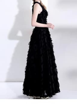 Elegant White Feather Evening Dress Hanging Neckline Engagement Birthday Adult Ceremony Ultra Fairy High End Long Skirt