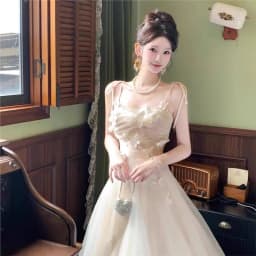 Summer New Style 3D Tulle Strap Dress Wedding Engagement Party Women's Fashion Long Evening Gown Korean Style