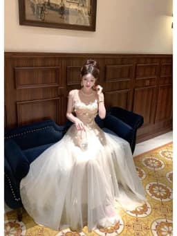 Summer New Style 3D Tulle Strap Dress Wedding Engagement Party Women's Fashion Long Evening Gown Korean Style