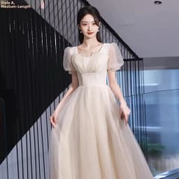 Champagne Color Maids of Dresses 2024 New Summer High Waist A-Line Skirt Long Evening Gowns Women's Fashion Sweet Style