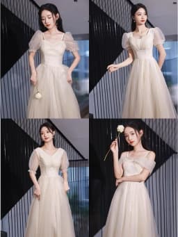Champagne Color Maids of Dresses 2024 New Summer High Waist A-Line Skirt Long Evening Gowns Women's Fashion Sweet Style