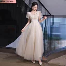 Champagne Color Maids of Dresses 2024 New Summer High Waist A-Line Skirt Long Evening Gowns Women's Fashion Sweet Style