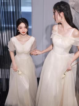 Champagne Color Maids of Dresses 2024 New Summer High Waist A-Line Skirt Long Evening Gowns Women's Fashion Sweet Style