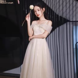 Champagne Color Maids of Dresses 2024 New Summer High Waist A-Line Skirt Long Evening Gowns Women's Fashion Sweet Style