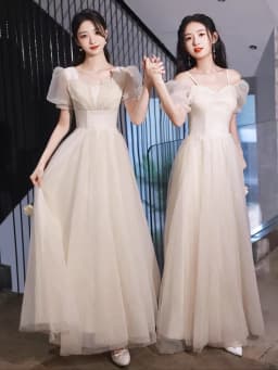 Champagne Color Maids of Dresses 2024 New Summer High Waist A-Line Skirt Long Evening Gowns Women's Fashion Sweet Style