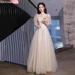 Champagne Color Maids of Dresses 2024 New Summer High Waist A-Line Skirt Long Evening Gowns Women's Fashion Sweet Style