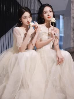 Champagne Color Maids of Dresses 2024 New Summer High Waist A-Line Skirt Long Evening Gowns Women's Fashion Sweet Style