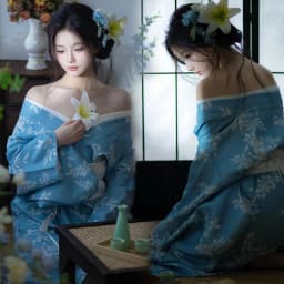 Traditional Kimono Bathrobe Photography Costume Improved Design Summer 2025 Polyester Fabric Female Ethnic Wear Stage Costume