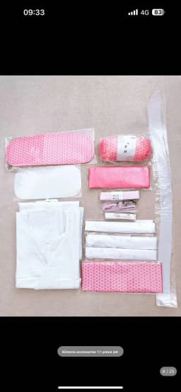 Afashion Japanese Kimono Set with Triple Bule Chest Strap Obi Belt And Board Muscle Wear Accories Cotton Traditional Costume