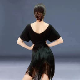 Women's Latin Dance Clothing Slim Fit Short Sleeve Practice Suit High Waist Skirt Flounce Short Dress Fashionable Dancewear
