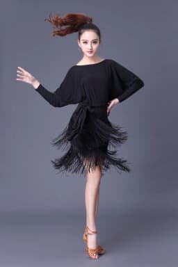 Women's Latin Dance Clothing Slim Fit Short Sleeve Practice Suit High Waist Skirt Flounce Short Dress Fashionable Dancewear