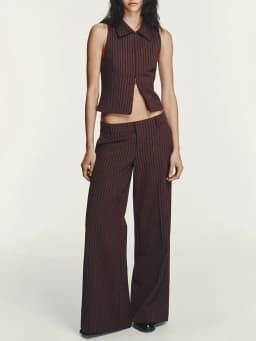 Spring 2026 Women's Zipper Vest Flared Pants Ethnic Stage Costume Trendy Fashionable Ladies' Vest Zipper Design Wide Leg Pants