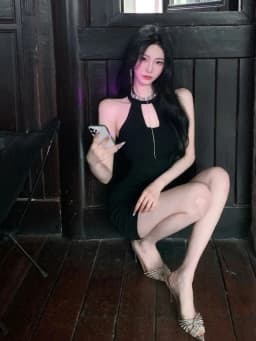 Black Sexy Hepburn Style Hanging Neck  Dress Slimming Bodycon High Waist Hollow out Short Skirt Party Evening Gown