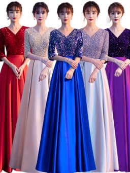 New Women's Long Skirt Performance Costume Red Song Competition Host Slimming Stage Performance Outfit Chorus Show Ensemble