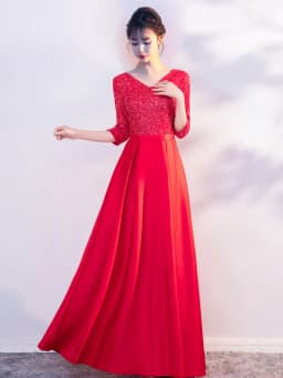 Adult Women's Long Skirt Velvet Performance Costume Gold Red Stage Chorus Conducting Dress Summer New Style Sparkling Sequin