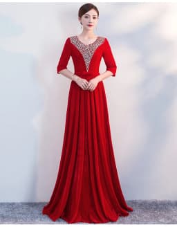 Adult Women's Long Skirt Velvet Performance Costume Gold Red Stage Chorus Conducting Dress Summer New Style Sparkling Sequin