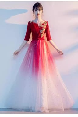 Adult Women's Long Skirt Velvet Performance Costume Gold Red Stage Chorus Conducting Dress Summer New Style Sparkling Sequin