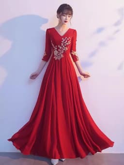 Adult Women's Long Skirt Velvet Performance Costume Gold Red Stage Chorus Conducting Dress Summer New Style Sparkling Sequin
