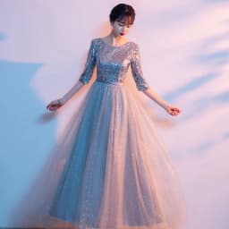 Adult Women's Long Skirt Velvet Performance Costume Gold Red Stage Chorus Conducting Dress Summer New Style Sparkling Sequin