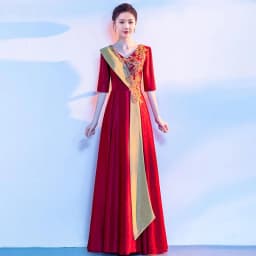 Adult Women's Long Skirt Velvet Performance Costume Gold Red Stage Chorus Conducting Dress Summer New Style Sparkling Sequin