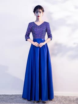 Adult Women's Long Skirt Velvet Performance Costume Gold Red Stage Chorus Conducting Dress Summer New Style Sparkling Sequin