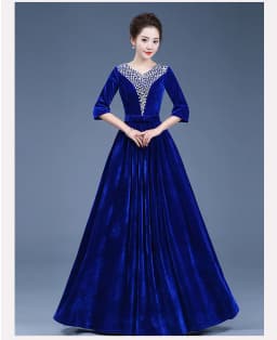 Adult Women's Long Skirt Velvet Performance Costume Gold Red Stage Chorus Conducting Dress Summer New Style Sparkling Sequin