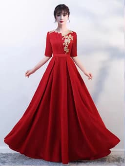 Adult Women's Long Skirt Velvet Performance Costume Gold Red Stage Chorus Conducting Dress Summer New Style Sparkling Sequin