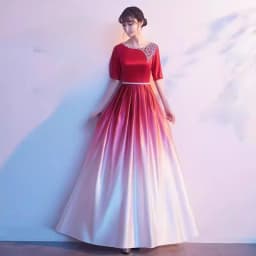 Adult Women's Long Skirt Velvet Performance Costume Gold Red Stage Chorus Conducting Dress Summer New Style Sparkling Sequin