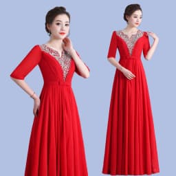 Adult Women's Long Skirt Velvet Performance Costume Gold Red Stage Chorus Conducting Dress Summer New Style Sparkling Sequin