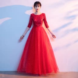 Adult Women's Long Skirt Velvet Performance Costume Gold Red Stage Chorus Conducting Dress Summer New Style Sparkling Sequin