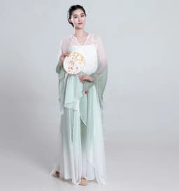 Elegant Ancient Chinese Style Dance Costume Women's Flowing Shawl Practice Suit Performance Gown Stage Outfit Folk Dance