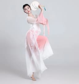 Elegant Ancient Chinese Style Dance Costume Women's Flowing Shawl Practice Suit Performance Gown Stage Outfit Folk Dance