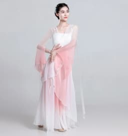 Elegant Ancient Chinese Style Dance Costume Women's Flowing Shawl Practice Suit Performance Gown Stage Outfit Folk Dance