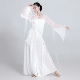 Elegant Ancient Chinese Style Dance Costume Women's Flowing Shawl Practice Suit Performance Gown Stage Outfit Folk Dance