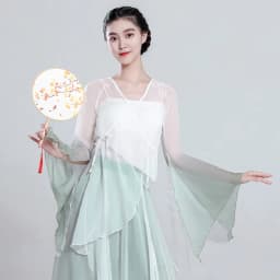 Elegant Ancient Chinese Style Dance Costume Women's Flowing Shawl Practice Suit Performance Gown Stage Outfit Folk Dance
