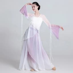 Elegant Ancient Chinese Style Dance Costume Women's Flowing Shawl Practice Suit Performance Gown Stage Outfit Folk Dance